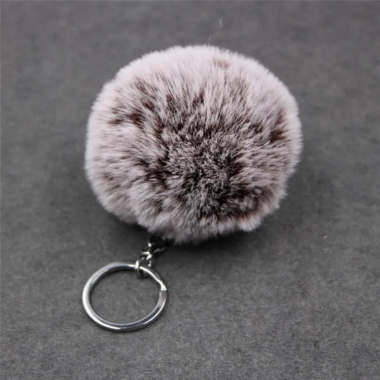 Simulated Rabbit Fur Ball Keyrings 8cm Ombre Color Plush Ball Keychain Car Key Chain Women Bags Pendant Key Rings Accessories