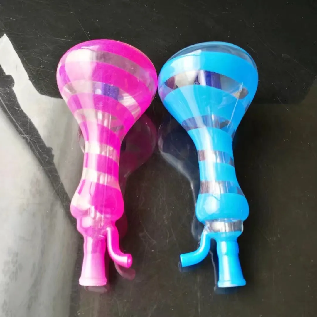 Accessoires de bangs en verre de tuyaux rayés de gourde, pipes à fumer en verre colorées mini pipes à main multicolores meilleure pipe en verre cuillère