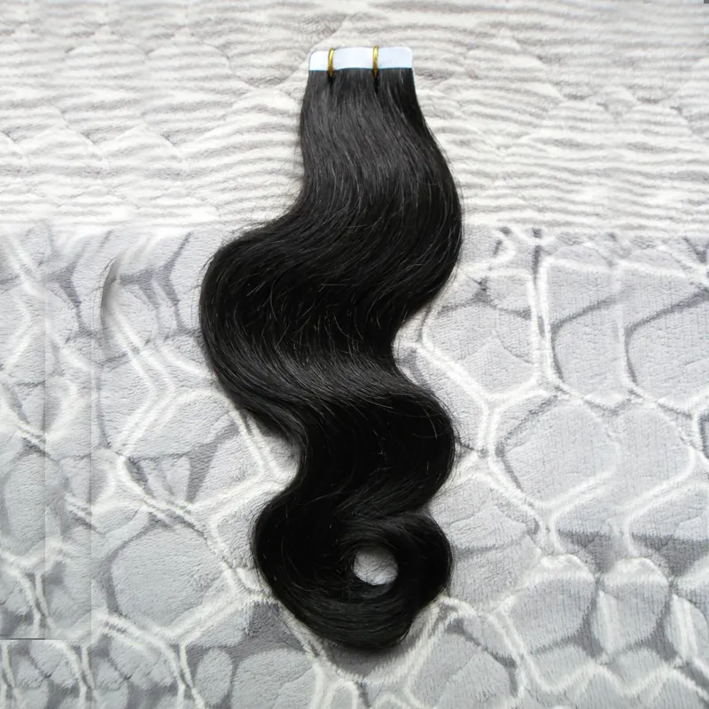 Natural Color 100% Human Remy Tape In Hair Extensions body wave 50g Virgin Remy Hair Skin Wefts US Tape Seamless Hair