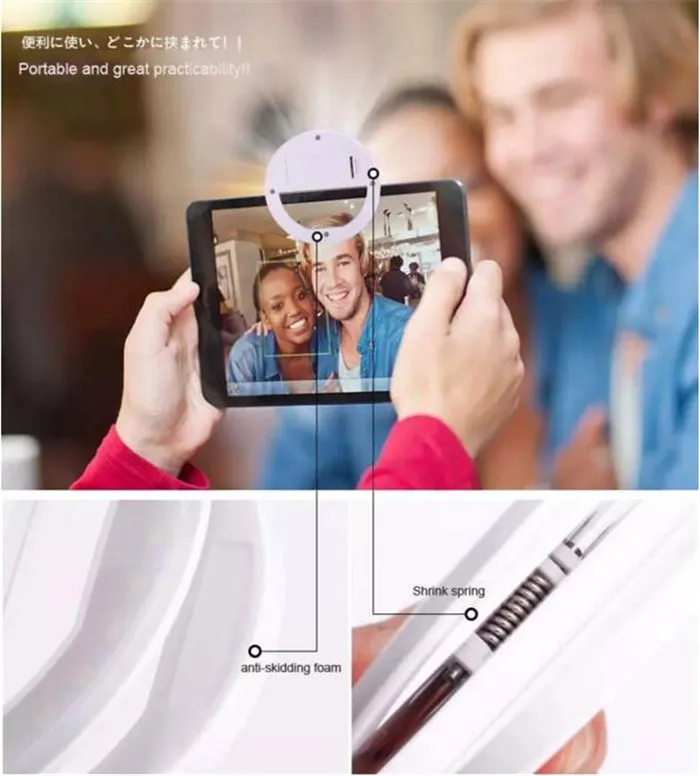 محمولة Selfie Selfie Ring Lamp Light Light Mobile LED Fill Camera Camera for iPhone x 8 7 Plus Samsung DH6194804