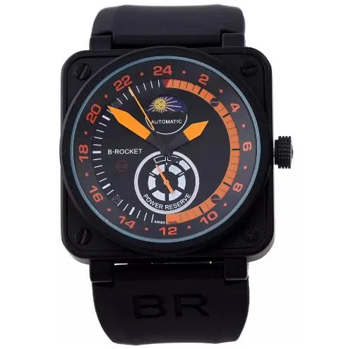 Groothandel-heren luxe sport roestvrij staal automatische mechanische klassieke BR03-92 rubberen bruine lederen band BR BR01-92 horloge