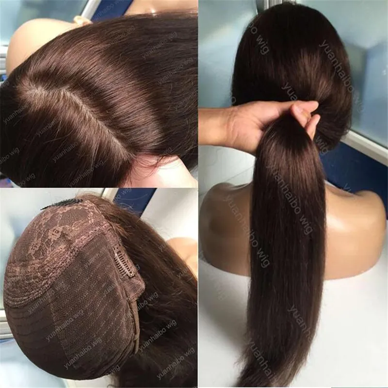 8A Grade Human Hair Brown Color 4 Best Sheitels 4x4Silk Top Juif Wigs Finest Virgin Hair Europe