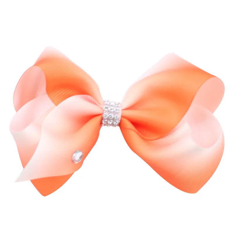 패션 아기 소녀 헤어핀 클립 12cm 큰 Bowknot 헤어 밴드 다이아몬드 활 헤어 액세서리 Hairbows 소녀 무지개 다채로운 클립 A7139