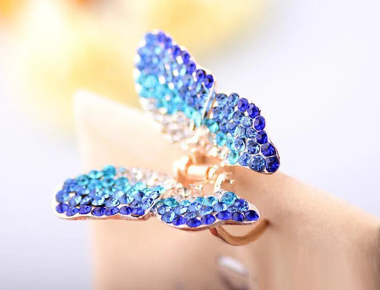 Women Full filled Crystal Rhinestone Hair Claw Butterfly Hair Clamps Hairpins Accessories Luxury hair jewelry for Girls gift free ship