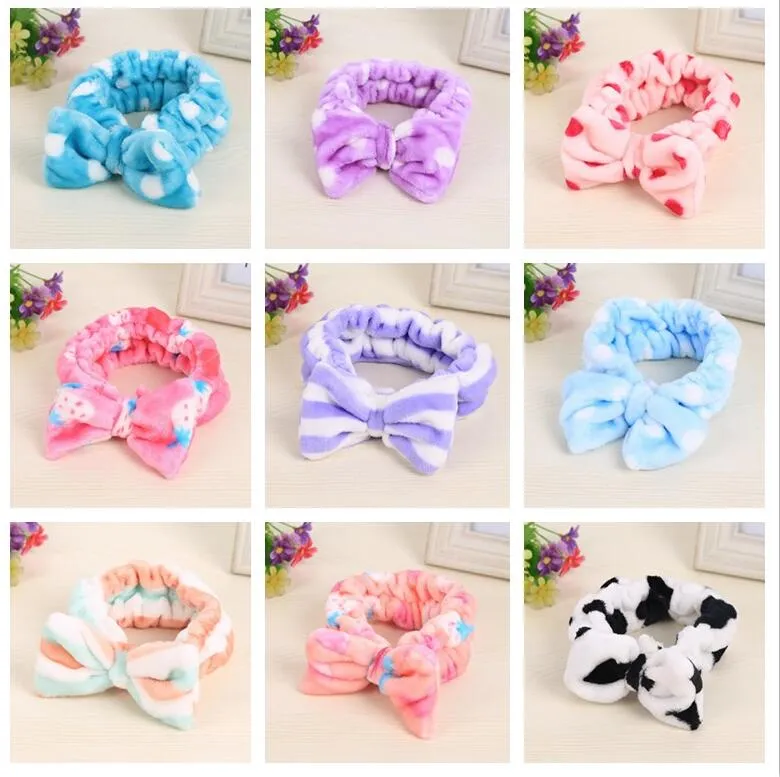 Brand New Flannel Headdress Beleza Bow Knot Esportes Lavar Headband Banda de Cabelo Faixa de cabelo DMTG027 Mix Order