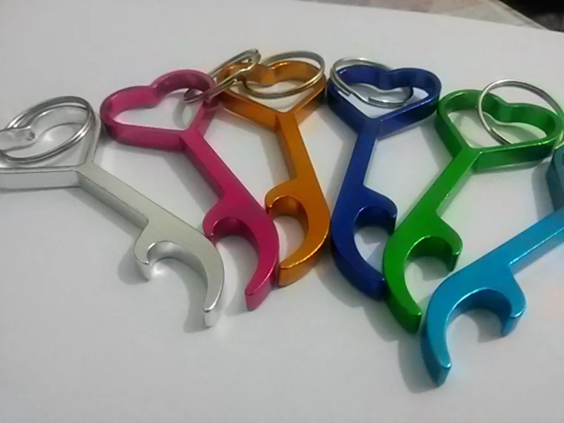 Love Heart Shaped Bottle Wine Beer Opener Ring Keychain Key Chain Portable Durable Tool Can customize logo