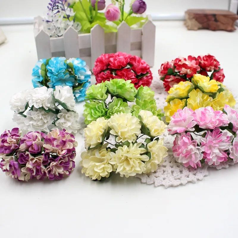 Wholesale- 144pcsペーパーカーネーションハンドメイク造花花束の結婚式の装飾DIYの花輪ギフトボックススクラップブッキングクラフトフェイブラー