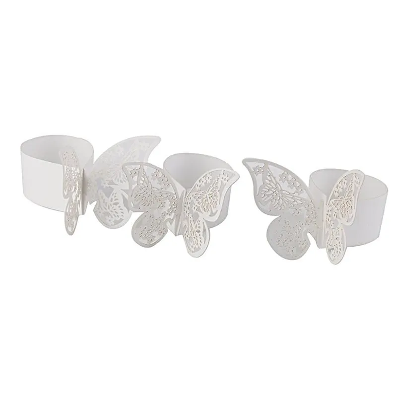 Wholesale- 50PCS Paper Butterfly Napkin Rings for Weddings Party Serviette Table Decoration 3D Butterfly Paper Napkin Ring Holder