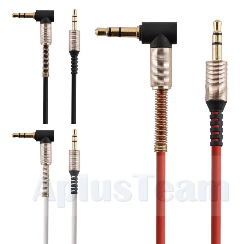 Aux Audio Extension Cable 1m 3.5mm Mâle à Mâle 90 Degrés Angle Droit Bend Ligne Audio Auxiliaire pour Voiture Téléphone Portable Cordon