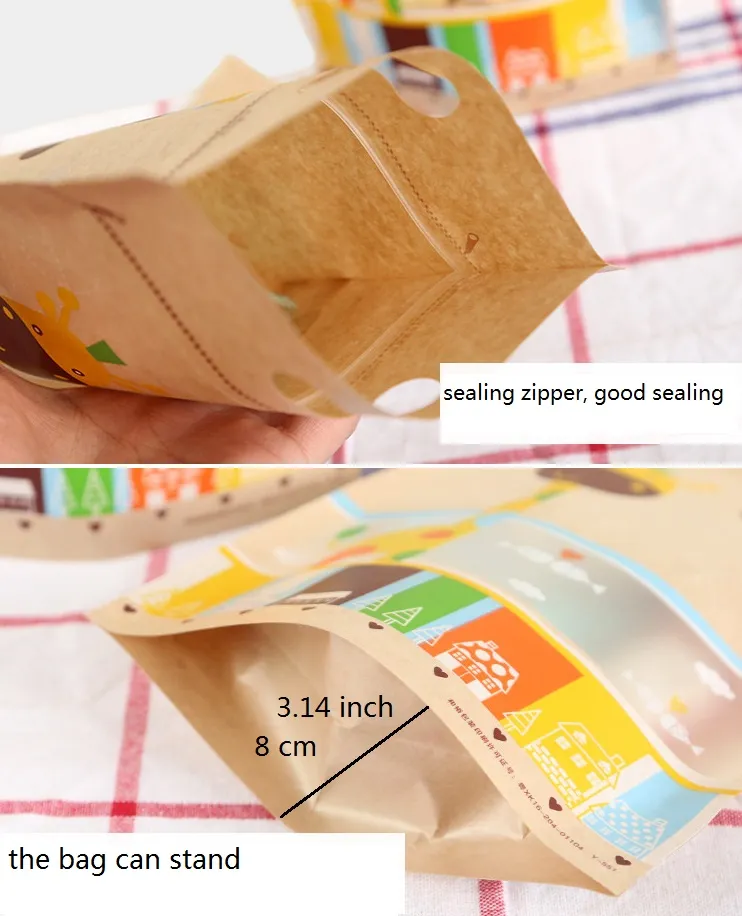 Food Grade Baking Bags Kraft Paper Sealing Bag For Food Packing Bags With Zipper For Packaging Bag Packing 