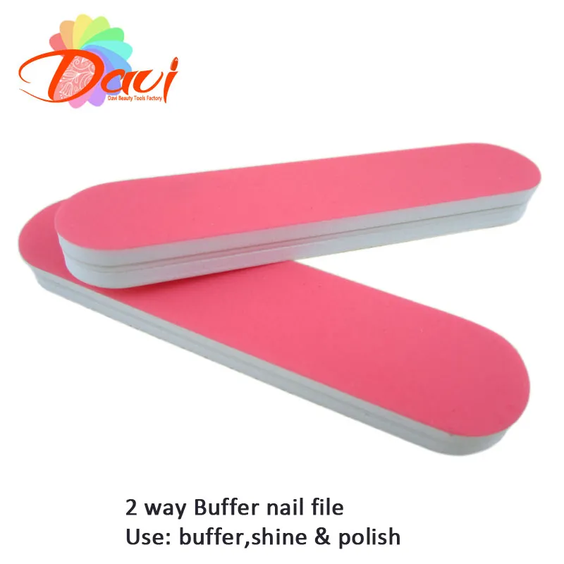 120 stks/partij roze mini nagelbuffervijl dubbele grootte buff en polish voor natuurnagels