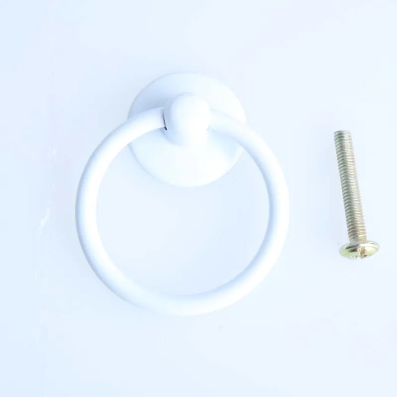 Modern simple white shaky drop rings drawer shoe cabinet knob pull white dresser door pulls furniture ring