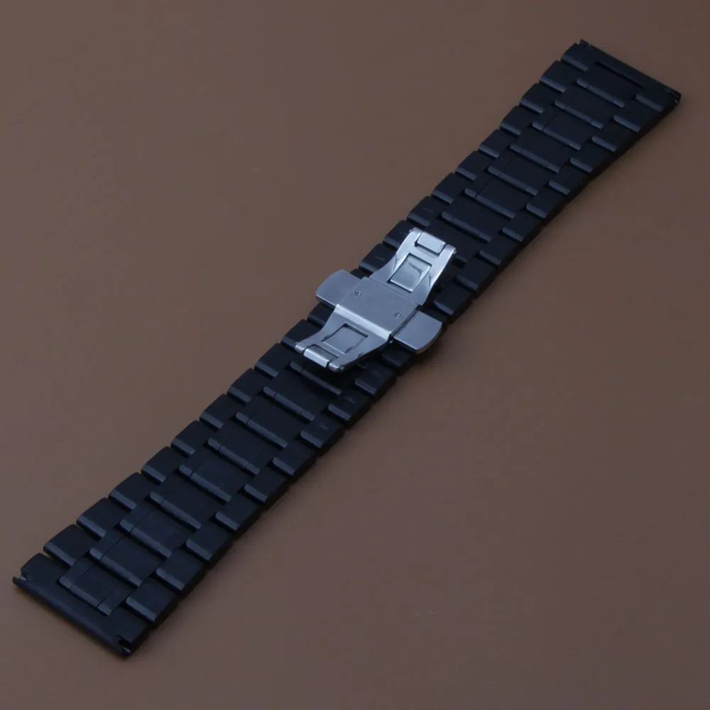 Braccialette orologio di alta qualità Bracciale Watchband 22mm 24mm 26mm 28mm 30mm Banda di orologio in acciaio inossidabile nero Nuovo cinghie di orologi Filla a farfalla 7251140