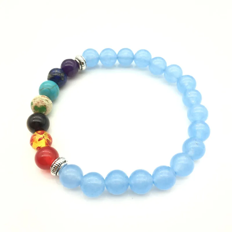 Bracelet extensible perlé Lava Turquoise Ambre Jade Bijoux Chakra Healing Crystal Point Perle Bracelet Infinity Bracelet en cristal de pierre naturelle