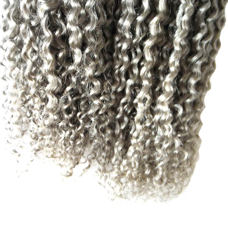 Cabelo grisalho tecer cabelo brasileiro virgem não processado 200g brasileiro virgem encaracolado crespo cabelo 