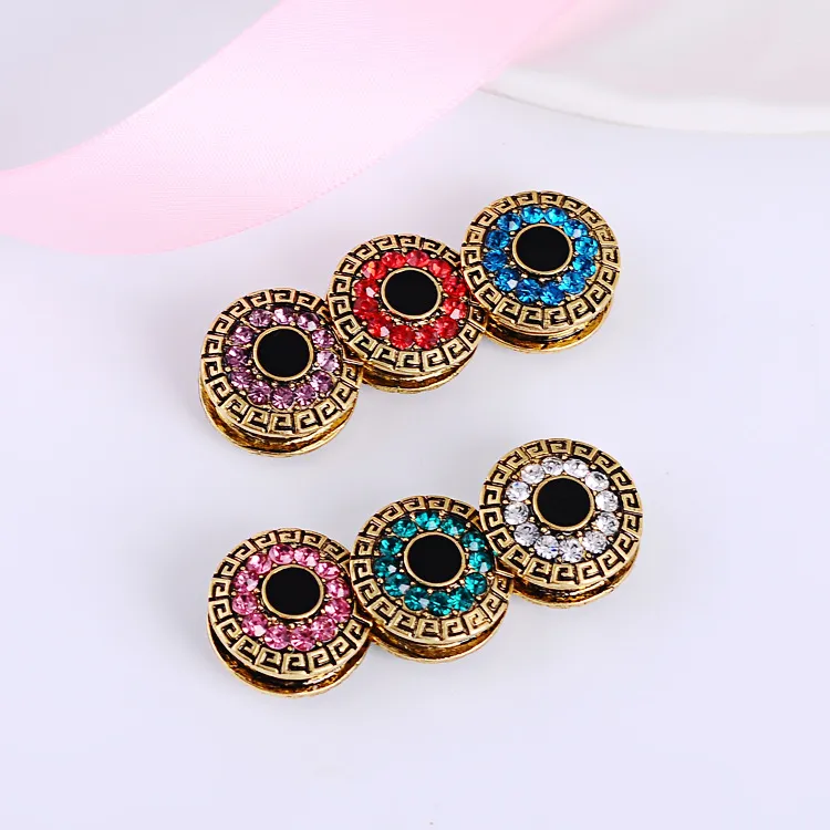 도매 - 12pcs / lot 믹스 컬러 클래식 라운드 자석 브로치 Hijab 액세서리 이슬람 핀 Hijab 스카프 버클 자석 Hijab Brooch