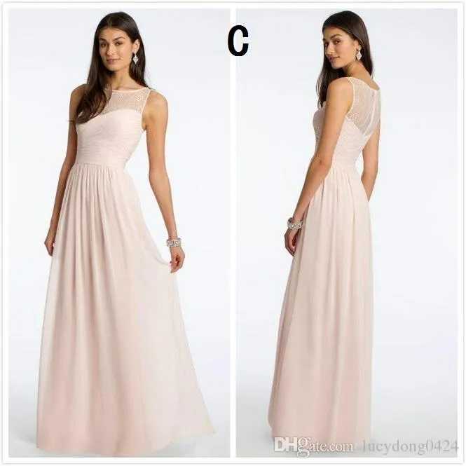 5 estilos misturados baratos longo chiffon país vestidos de dama de honra luz rosa estilo convertível júnior da dama de honra praia vestidos de festa de casamento