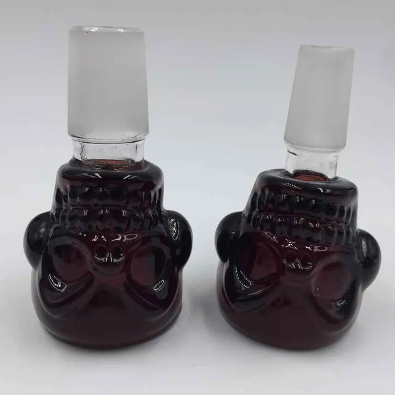 Hot Selling 18mm Färgglada Skull Form Glas Skål för rökning Rör Bong Mini Oil Rig Percolators Bubbler Gratis frakt