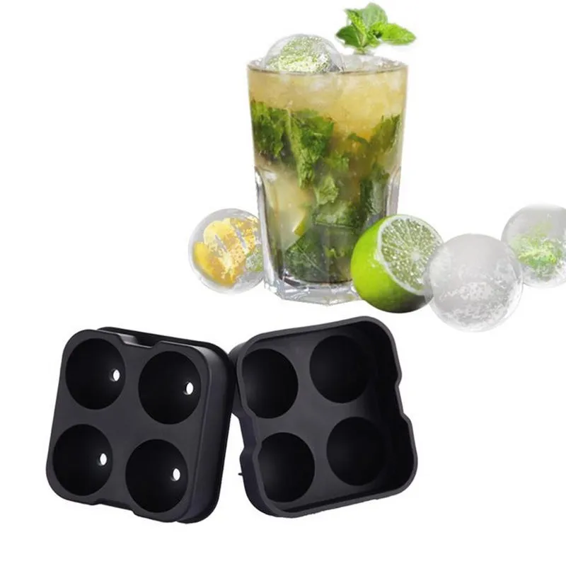 4 Large Sphere Molds Bar Drink Whiskey Big Round Ball Ice Brick Cube Maker Mold Mould Ice Balls Tray DHL free