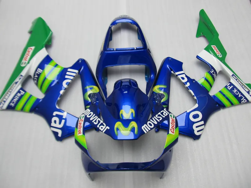 Injektion Motorcykel Fairing Kit för Honda CBR900RR 00 01 Blue Green Fairings Set CBR929RR 2000 2001 OT38