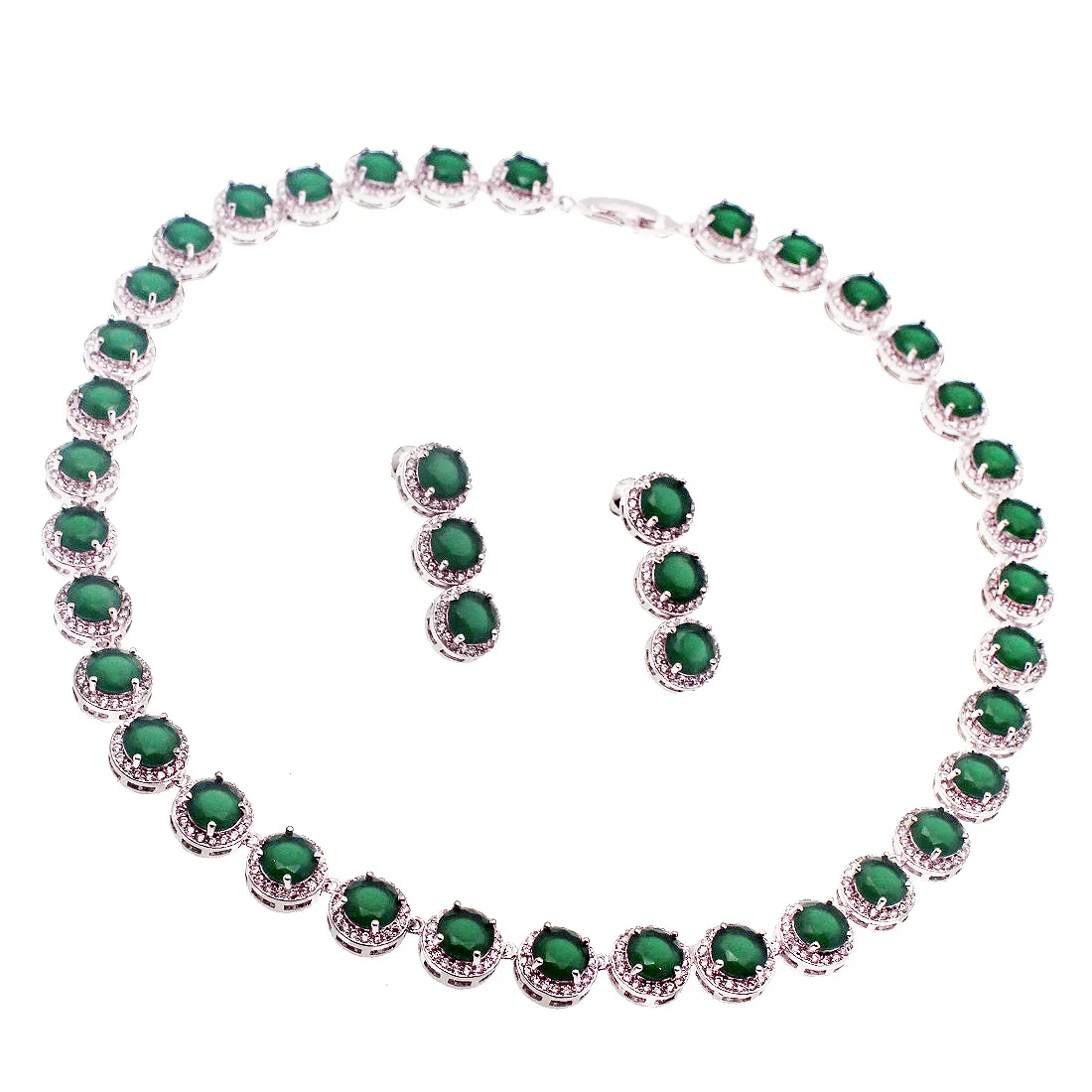Natuurlijke edelsteen sieraden sets ketting oorbellen 925 Sterling zilveren Sapphire Cherry Ruby Cubic Zirconia Emerald Dames Mooie geschenken