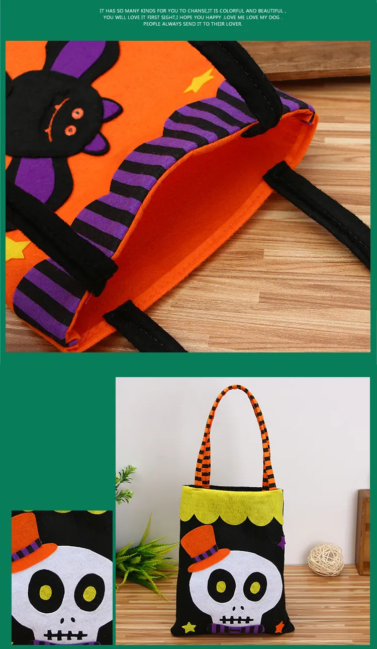 100st Ny Halloween Candy Gift Sack Pumpkins Icke-vävda fällbara väska Ghosts Candy Shopping Påsar för barn
