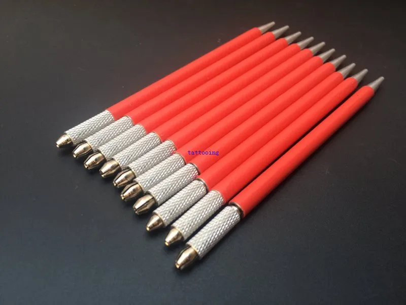 100 penna per microblading manuale rossa per trucco permanente per aghi rotondi per microblading per trucco permanente