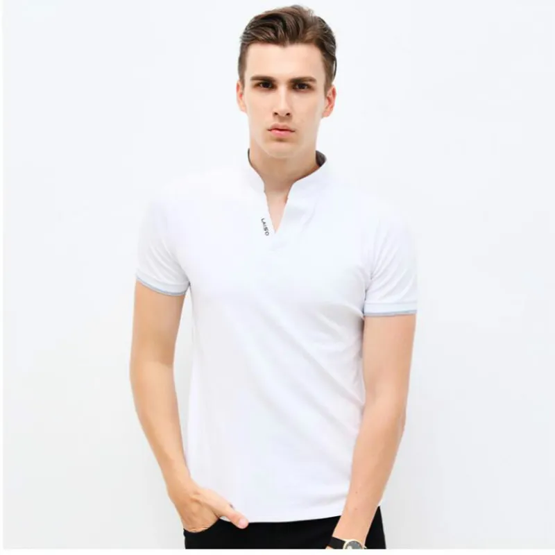 Hot Sale Ny sommar Fashion Mens T-shirts V-Neck Slim Fit Short Sleeve T Shirt Mens Klädsel Trend Casual Tee M-5XL