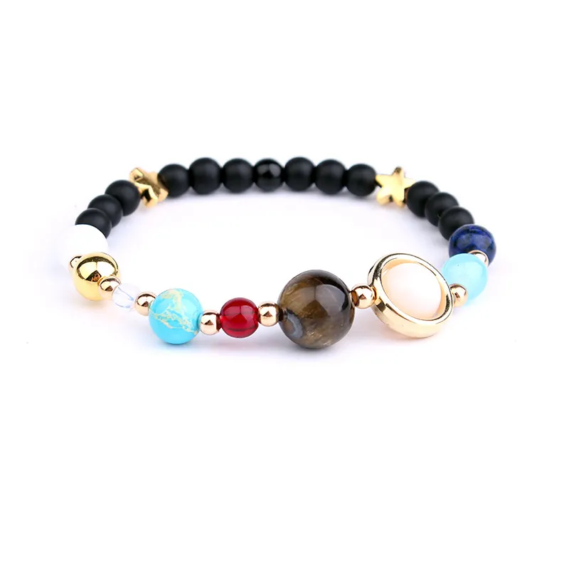 Universe Galaxy De acht planeten in het zonnestelsel Guardian Star Natural Stone Beads Charm Armband Bangle voor Dames Mannen