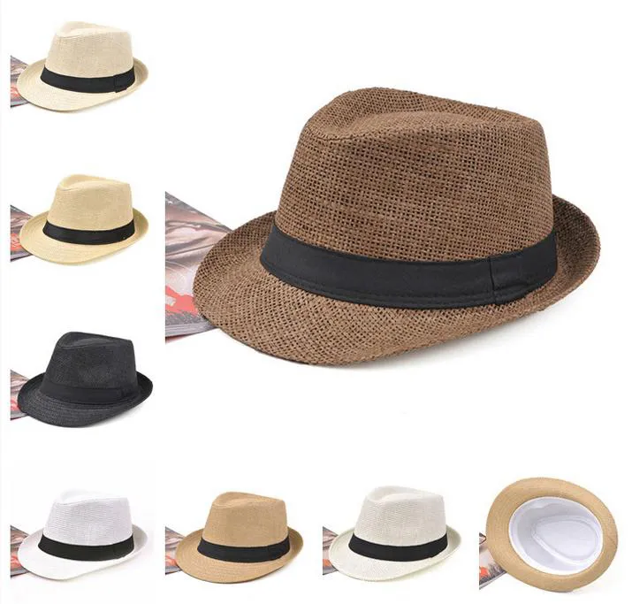 Hot Sale 7-Color Fashion Men's Women's Straw Hat Mjuk Fedora Panama Hat Jazz Hat M014