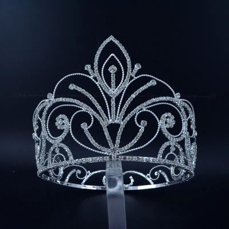 Crowns Full Circle Shape para Miss Beauty Concurso Coroa Auatrian Rhinestone Crystal Hair Acessórios para o show de festas 02430518045556