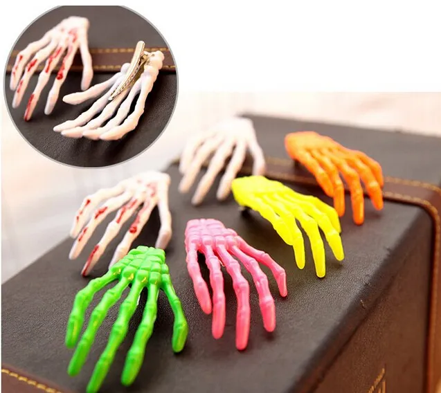 Fashion Skeleton Claws Skull Hand Hair Clip Hairpin Zombie Punk Horror hairwear hairpin bobby pin Hand bone hairpin hair clips