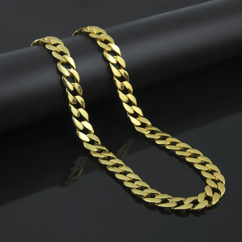 18K Solid Gold Plated MIAMI CUBAN LINK CHAIN Necklace Hip Hop Bling Bling Curb Jewelry Singer Rocker For Men Women 76cm*1.5cm