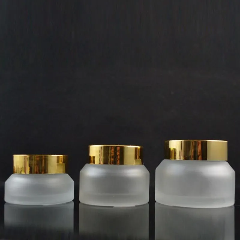 15g High quality Oblique frosted cream jar Match gold aluminum cap,30g glass cosmetic jar,50g glass jar or cream container fast F2017845