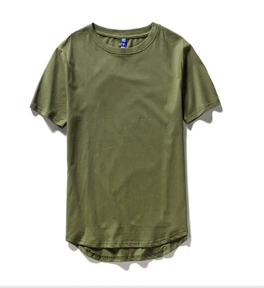 Toptan-Rahat yumuşak t shirt serin erkek boy genişletilmiş tişörtlü yan bölünmüş t shirt rahat yağma hip hop tee shirtS- XXXL