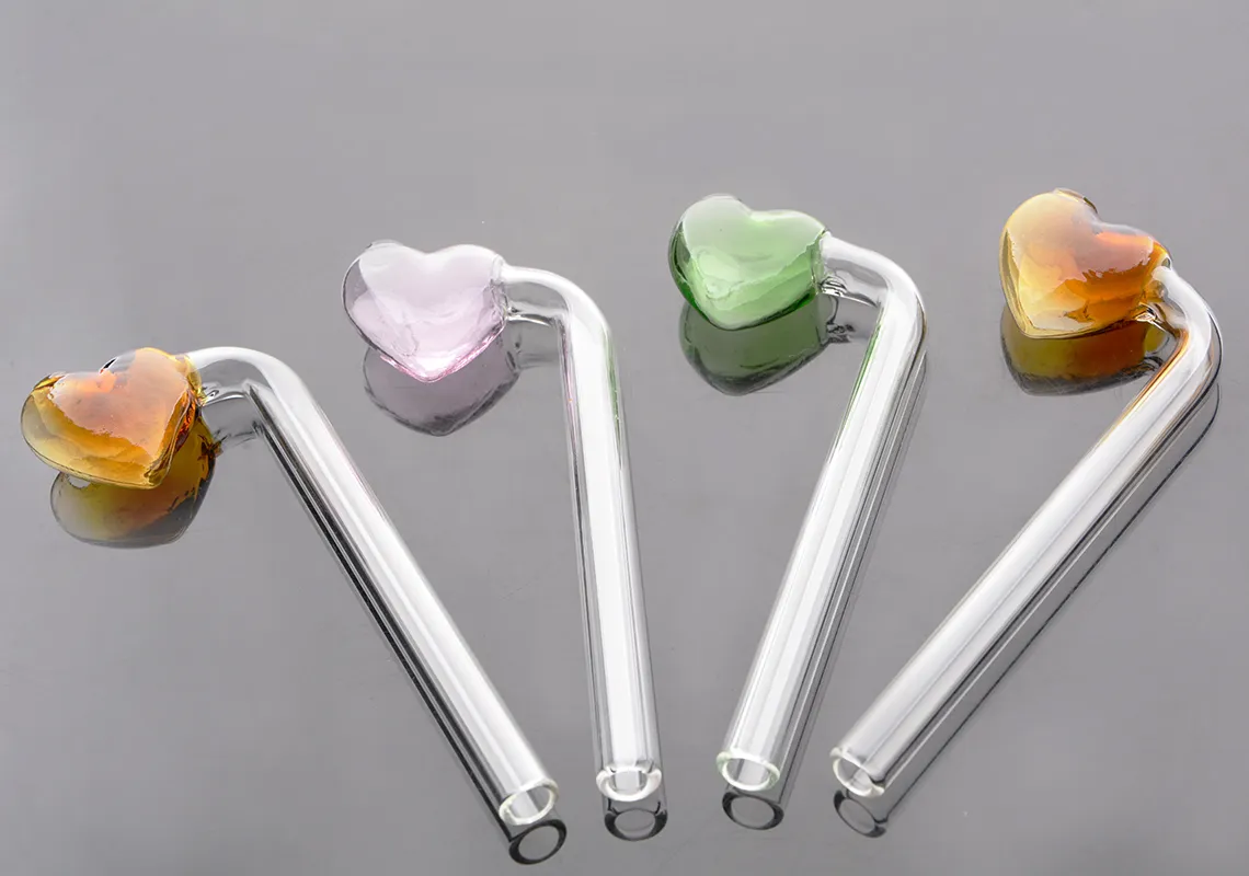 colorful glass pipe sweat-heart Smoking Handle Pipes Mini New Arrival Smoking Pipes Hand Blown Recycler Best Oil Burner