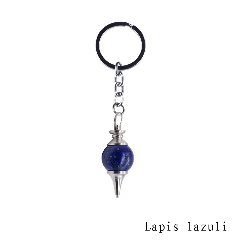 2017 pedra Natural de cristal bola pêndulo chaveiro acessórios chaveiro turquesa Lapis lazuli para mulheres primavera saco charme