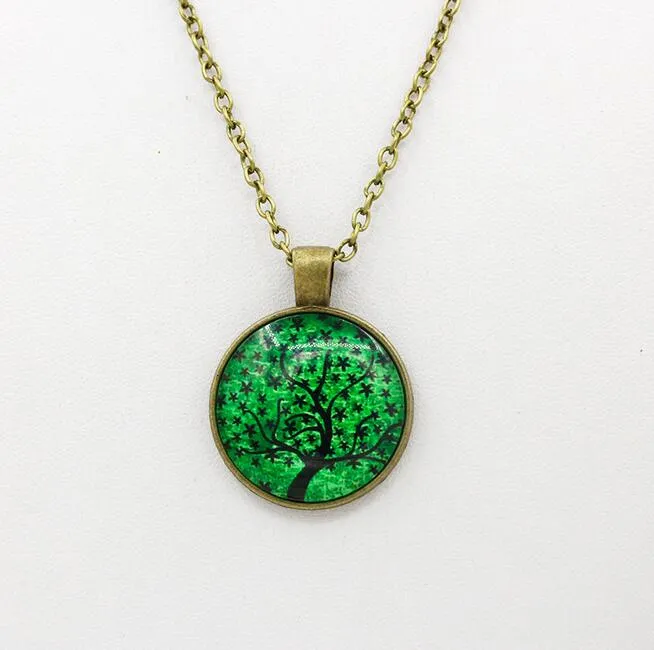 Jewelry Tree Retro Gemstone Pendant Necklace Life Tree Sweater Chain WFN328 with chain a 