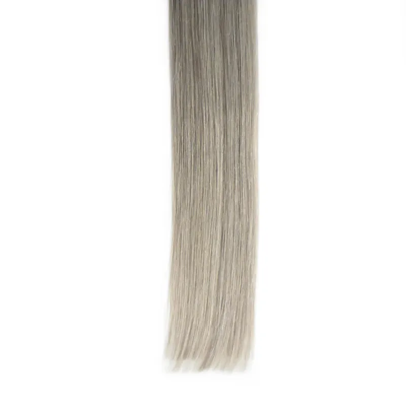 7A Grey Tape Hair Extensions 40 szt. Dwustronna skóra taśma wątku do włosów w ludzkich przedłużeniach włosów 100G prosta srebrna taśma przedłużająca się 8914381