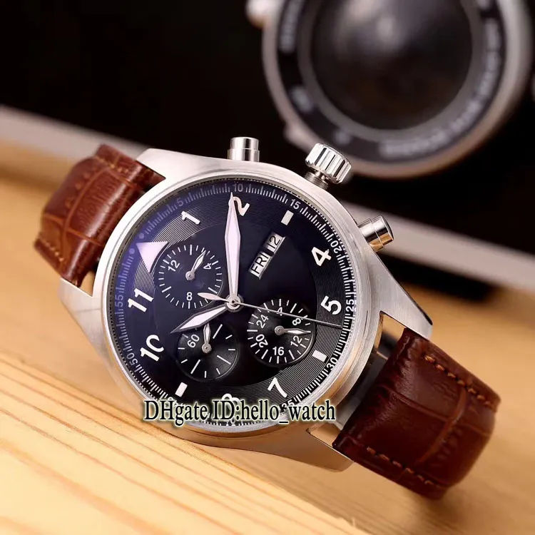 Montre d'Aviateur IW371712 di alta qualità quadrante blu orologio automatico da uomo data 43 mm cinturino in pelle uomo sportivo orologi da uomo economici