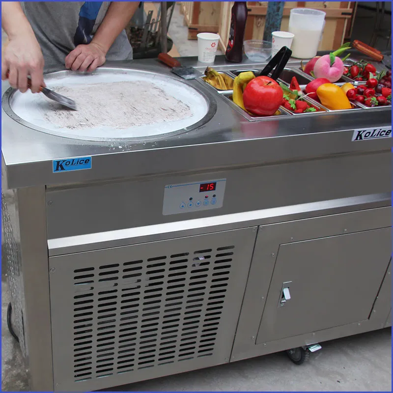 Kolice Gratis verzending naar de deur US WH keukengereedschap gebakken ijsmachine 2 pannen met 10 koelvriezer