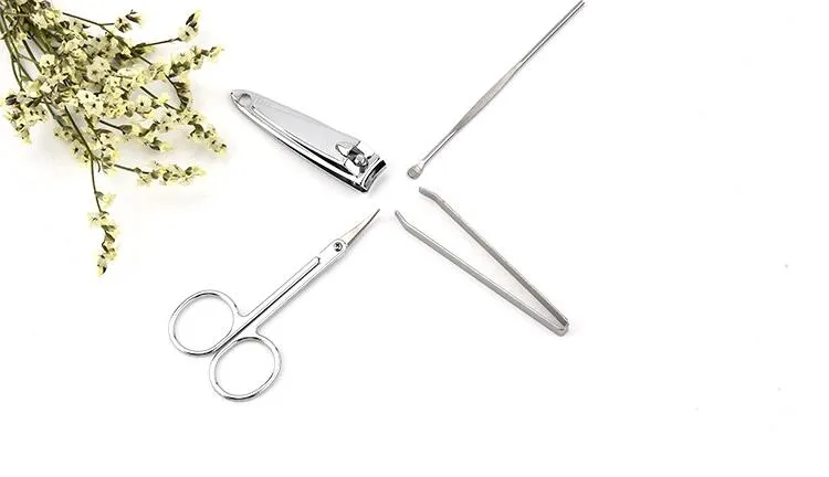 Portátil Aço Manicure Ferramentas de Cuidados Com As Unhas Pedicure Tesoura Pinça Ear pick Utility Prego Clipper Kit Nail Art Equipment