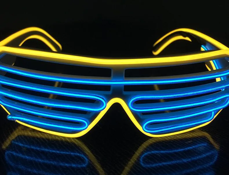 New LED Double color blinds glowing Glasses El Wire led DJ flashing glasses Halloween Christmas Birthday Party 