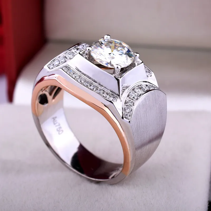 Lyx 925 Silver Cubic Zirconia Diamond Simulerade Ädelsten Ringar För Män Vintage Cocktail Smycken Engagemang Bröllop Band Ringfinger