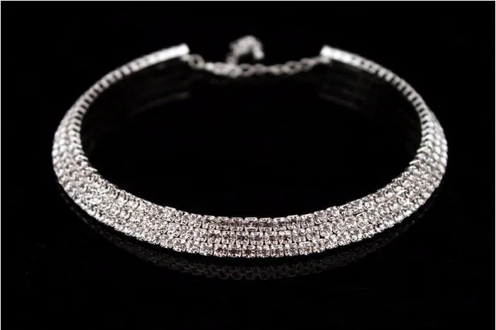 Sälj Bride Classic Rhinestone Crystal Choker Halsbandörhängen och armband Bröllopsmycken Set Wedding Accessories Bridal9176694