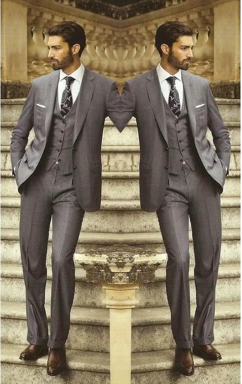 Tuxedos de marié gris anthracite sur mesure garçons d'honneur meilleur homme hommes costumes de mariage bureau/formel/costume de marié 3 pièces (veste + pantalon + gilet)