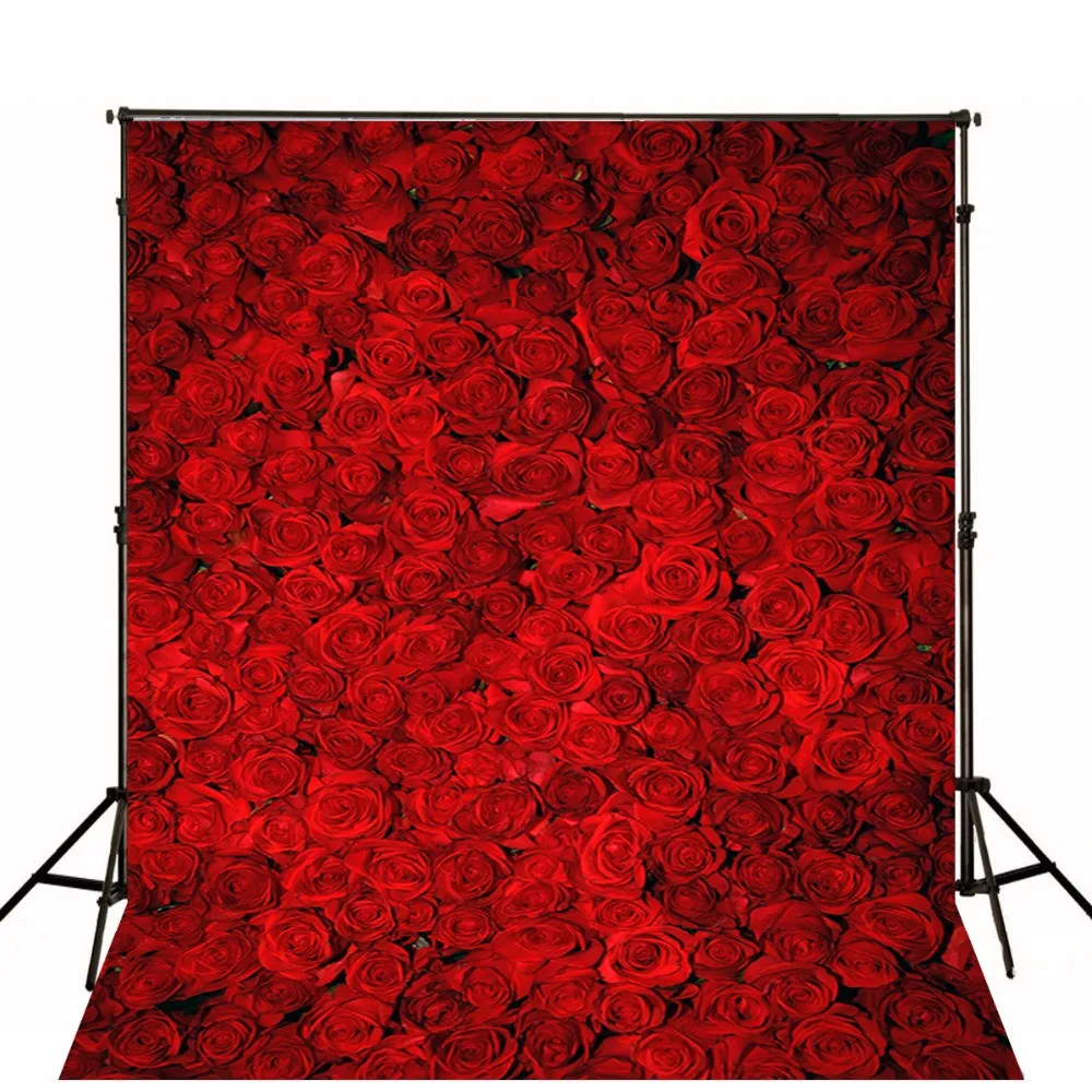 Computer Printed 3D Red Roses Photo Backgrounds Flower Wall Back Drop Romantic Valentines Day Wedding Photography Studio Backdrops