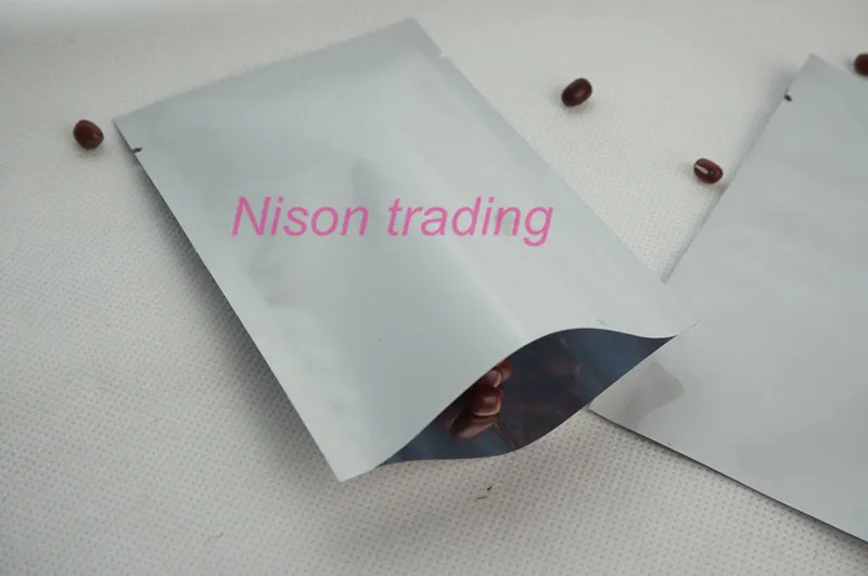 7*10cm, 200pcs white aluminium foil flat bag-heat top open seal seed/rice plastic plain pouch, metallic mylar coffee bean sack