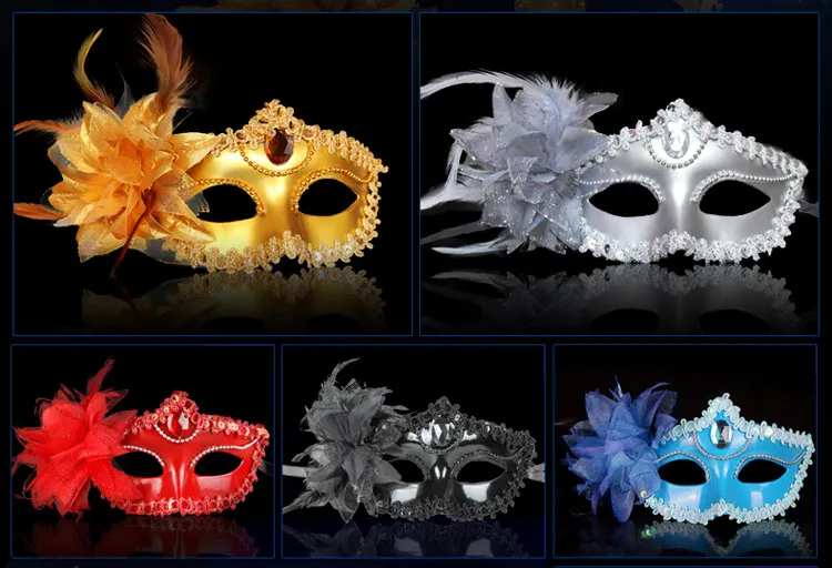 venezianische Maskerade-Frauen-Masken-halbe Gesichts-weibliche Masken Halloween-Ball-Partei-multi Farben Rot / Gold / Silber