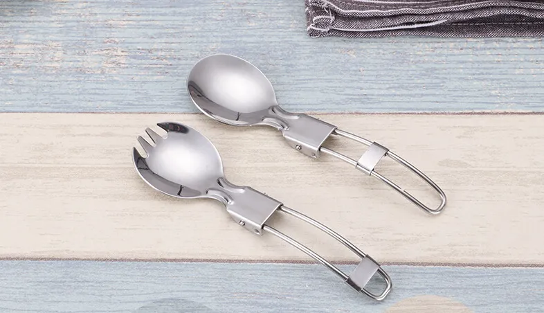 Folding Titanium Spork Ultraleve Outdoor Camping Picnic Cutlery Colher Dobrável